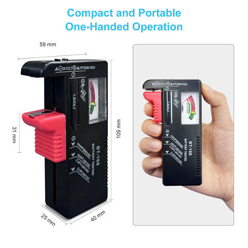 Dlyfull Battery Tester, Universal Battery Checker for AAA AA C D 9V 1.5V Button Cell