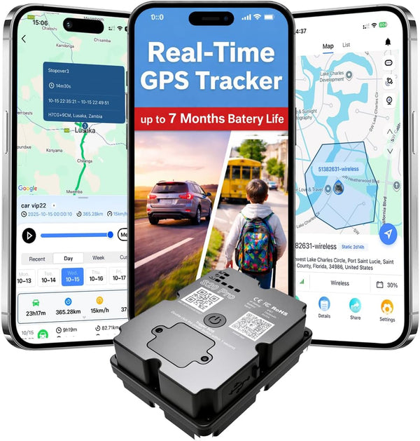 wanwaytech GPS Tracker for Vehichles, up to 7 Months Long Battery Life, Real