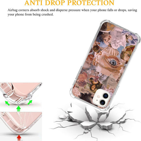 Aesthetic Iconic Painting Art Case for iPhone 11, Renaissance Old Painting Collage TPU Bumper Cover for Teens Men Women
