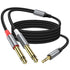 3.5mm 1/8" TRS to Double 6.35mm 1/4" 6.6FT, TS Mono Y Cable