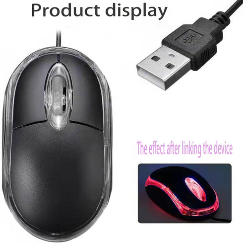 2 Pack Wired Mini Optical Mouse, Ergonomic USB Mouse for Laptop PC Desktop, Compatible with Windows, Linux, Mac (Black)