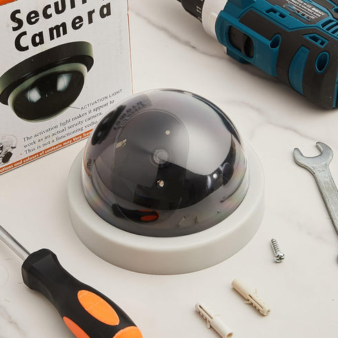 Kanayu 4 Pack Dummy Dummy Fake Camera CCTV Dome Fake Security with Flashing Red LED Light Wireless Surveillance CCTV