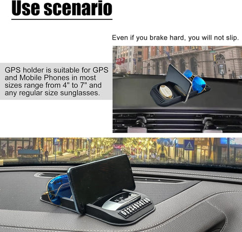 Anti-Slip Gel Pad Car Dashboard Stand for Navigation Cell Phone, Black