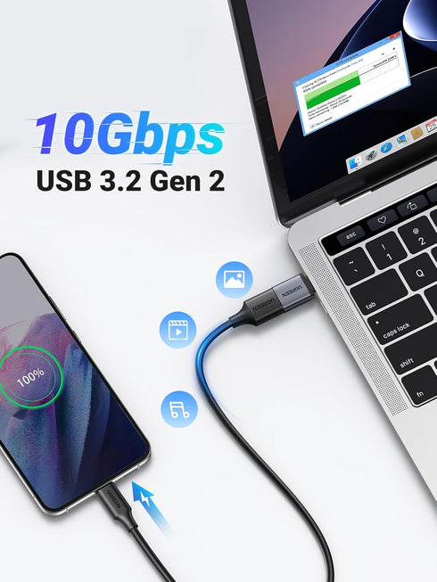 UGREEN USB to USB C Adapter 10Gbps, 2 Pack USB C to USB Adapter Compatible with iPhone 15 Pro/Samsung/MacBook Pro