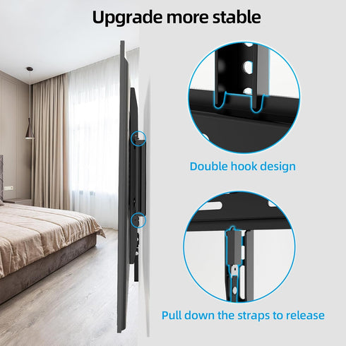 HOME VISION 32-86 Inch 600X400mm 165lbs 16/18/24 Inch HV8601 Heavy Duty Fixed TV Wall Mount for Most Flat TVs, Max VESA