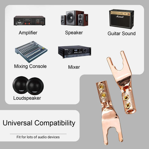 Speaker Spade Plug Connectors, Screw Locking Wire Connector with Allen Wrench + Heat Shrink Tubing, 4PCS