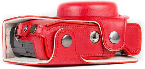 MegaGear MG1262 Ever Ready Leather Case for Panasonic Lumix DC-ZS80, DC-ZS70, DC-TZ95, DC-TZ90 - Red