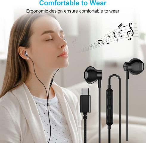 ACAGET USB C Headphones - Wired Earbuds for Samsung Galaxy S25 Ultra S24 FE S23 S22 Plus S21, HiFi Stereo for iPhone