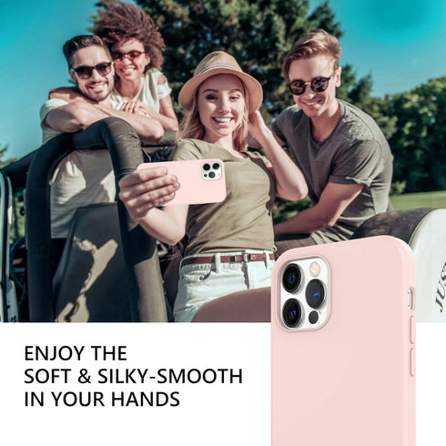 DUEDUE Liquid Silicone Soft Gel Rubber Case for iPhone 12 Pro Max 6.7", Full Protective with Microfiber Cloth Lining,
