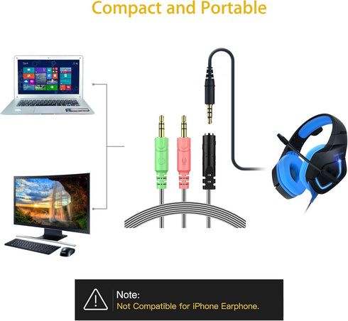 MillSO 3.3 Feet Headset Adapter - 3.5mm Audio Jack Y Cable for TRRS Gaming Headset