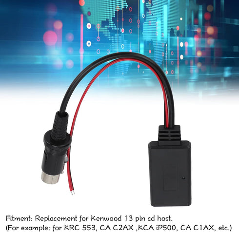 13 Pin Bluetooth Aux Adapter, KIMISS ABS Music Adapter for Kenwood 13-pin CD Host, Not for KVT-516, KRC-3006