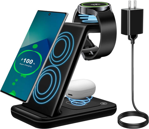 Samsung Wireless Charger, 3 in 1 Fast Charging Station for Galaxy S23/S22/S21/S20/S10/Note 20/10