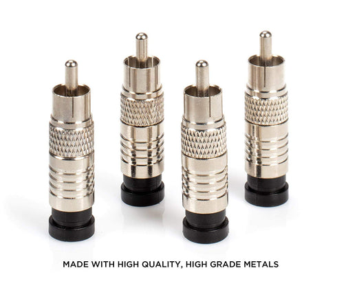 THE CIMPLE CO RCA Compression Connectors - Universal Male Connectors for RCA, Subwoofer, Composite, Component - 4 Pack