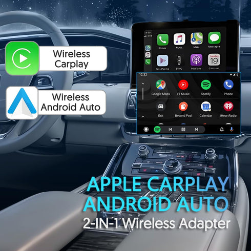 YNF Wireless Carplay/Android Auto 2-in-1 Adapter, Plug and Play Mini Version for iPhone and Android Phones of iOS