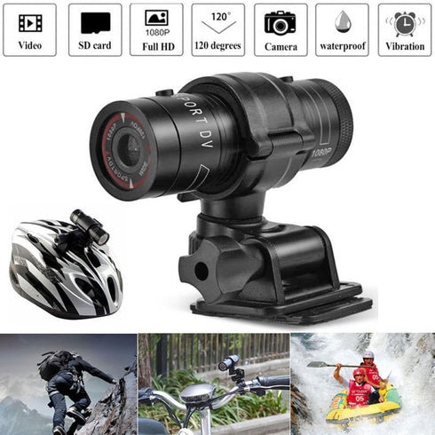 Motorcycle Helmet Camera, Mini Sports Action Video Camera 1080P HD with 120° Wide Angle, Waterproof Camcorder