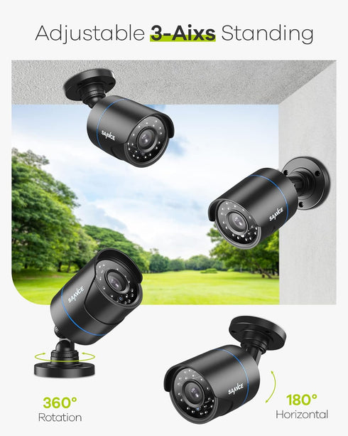 SANNCE 1080P 4-in-1 Security Camera, AHD/TVI/CVI/CVBS, IP66 Weatherproof Bullet Camera, 100ft Night Vision, No Power