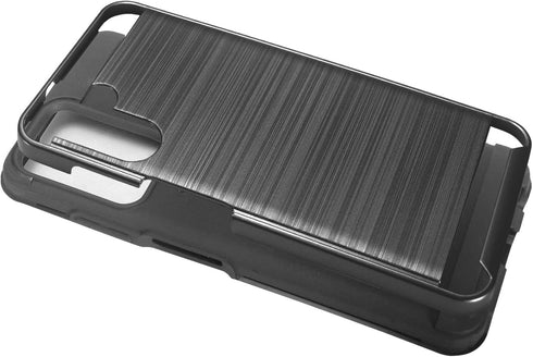 Brushed Style Defender Hard Phone Case for Samsung Galaxy A13 5G (SM-A136), Galaxy A04S (SM-A047) - CS3 Black