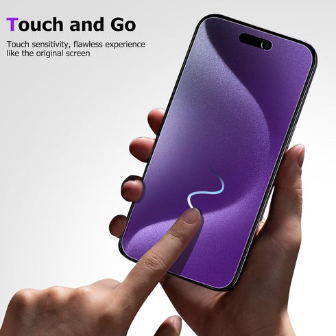 iPhone 15 Pro 6.1 Inch Tempered Glass Screen Protector, Colorful, 28 Privacy, Blue Light Blocking, Matte Finish