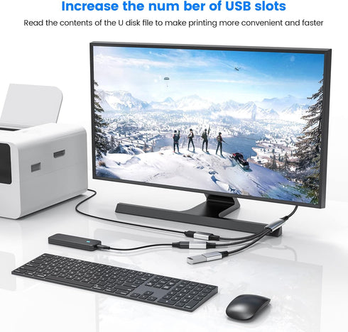Portable 3 in 1 USB Splitter Cable, USB 2.0 Hub for Charging & Data Transfer, Compatible with Laptop & Mac.