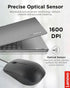 Lenovo USB-C Wired Mouse, Full Size, Ambidextrous Design, Black, Ergonomic Shape, Precision Sensor, Plug-and-Play