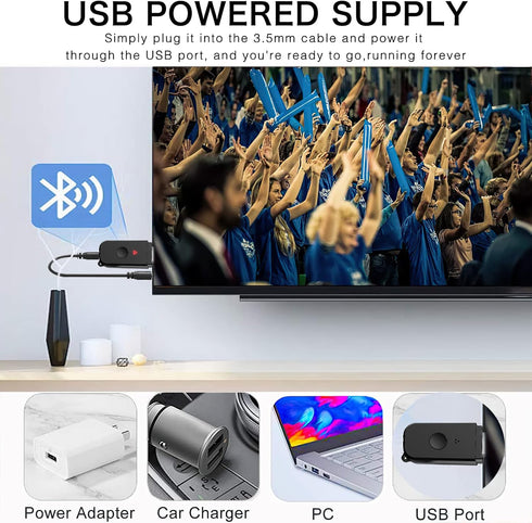 2 in 1 Bluetooth V5.3 Transmitter Receiver, USB Bluetooth Adapter for TV to Bluetooth Headphones, Low Latency