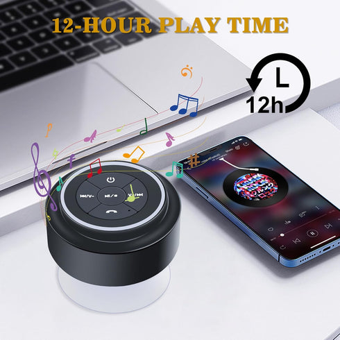 Waterproof Shower Speaker | Portable Bluetooth Speaker with Suction Cup, IPX7 Waterproof for Shower, Pool, Travel, Beach