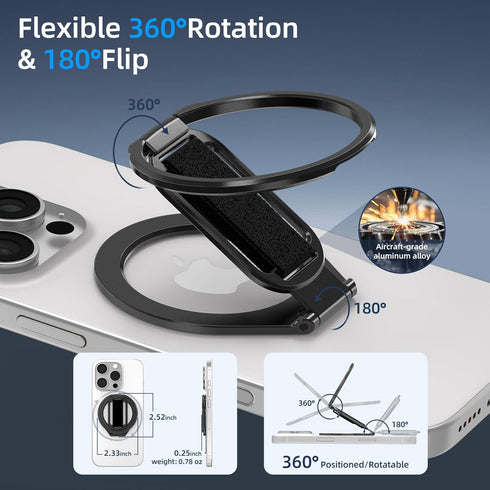 XZZUO 17/16/15/14/13/12 Compatible with MagSafe Phone Grip with Phone Ring Holder, All-in-ONE Cell Phone Grips