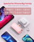 Pink Small Portable Battery Charger, 4800mAh Ultra-Compact Power Bank with 15W Fast Charging for iPhone 14