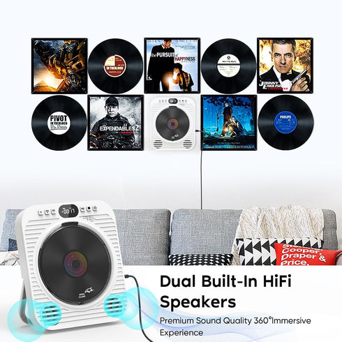 Ceihoit 1080P Mini CD DVD Player for TV Bluetooth CD/DVD Player with HDMI AV Cables, Built-in Speakers, USB & AUX