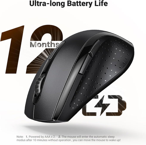 UGREEN 2.4GHz 1600 Wireless Mouse Ergonomic DPI USB Receiver Compatible with Windows Mac Linux Chromebook Laptop PC