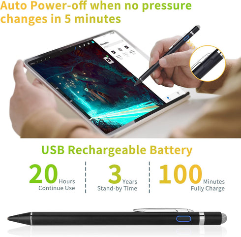 Stylus Pen for Lenovo Tab P11/P12 - Evach High-Precision Fine Tip Pencil with Magnetic Fabric Cap, Ideal for Writing