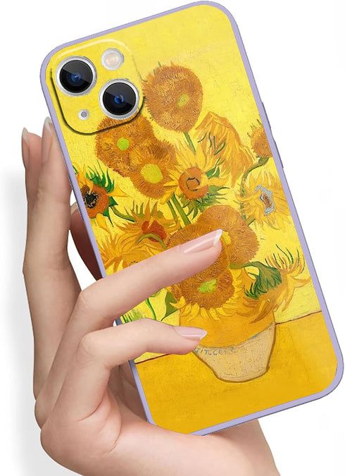 Sunflower iPhone 14 Plus Case for Women, Van Gogh Aesthetic Art Cute Waterproof Protective Case (6.7 inch)