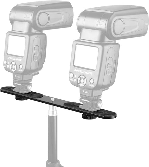 ChromLives 1/4'' Dual Camera Mount Flash Bracket Extension Bar, 10.6'' Tripod Mount for DSLR Camera LED Light Microphone
