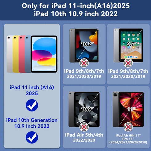 Grifobes A16 11th/10th 2025/2022, 11 Inch/10.9 Inch 360Rotate for iPad Generation Case for iPad Case Cover with Screen