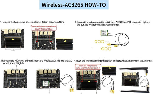 Wireless-AC8265 Dual Mode NIC Module for Jetson Nano Developer Kit, M.2 NGFF, Support 2.4GHz / 5GHz, 300Mbps / 867Mbps