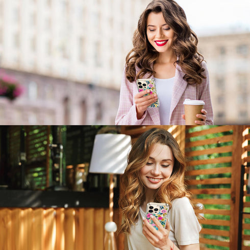 ICEDIO iPhone 12 Pro Max Case with Screen Protector, Clear with Cute Colorful Blooming Floral Patterns for Girls Women,