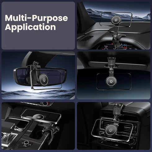 JunDa 360-Degree Universal Rotating Car Phone Holder, Multifunctional Dashboard Phone Mount with Clip for All