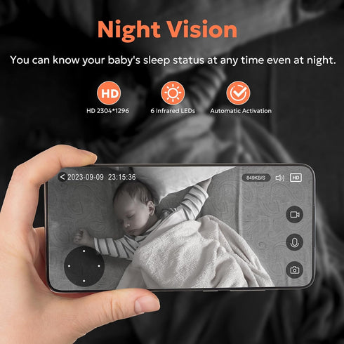 Owltron Indoor Security Camera 2K for Home Security, Motion Detection, Baby Monitor, 2.4G WiFi, Night Vision & 2-Way