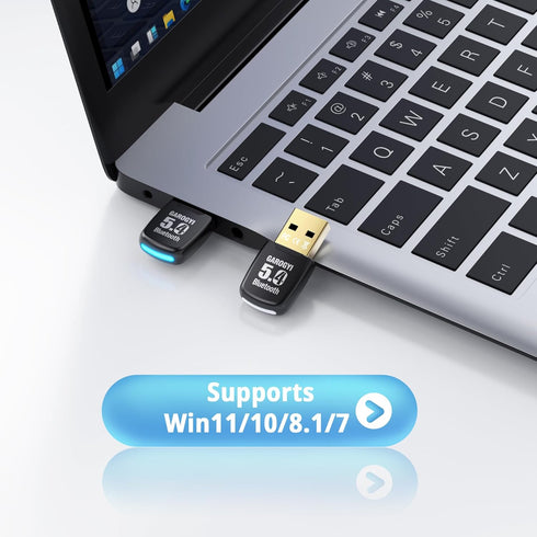 USB Bluetooth 5.4 Adapter for PC - Plug & Play for Windows 11/10 - Mini 5.4+EDR Dongle for Laptops, Keyboards, Headsets