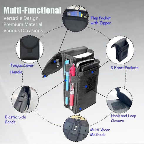 FAUDRECRO Dual Phone Holster with Belt Clip,Large Belt Smartphone Pouch for Men,Tactical Waist Cellphone