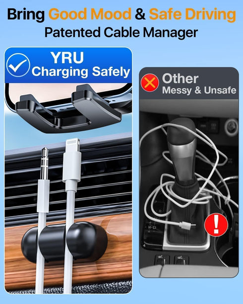 YRU 2024 Ultimate Car Phone Holder Mount, 80+LBS Safest Strongest Rotatable Suction, Dashboard Windshield for iPhone,