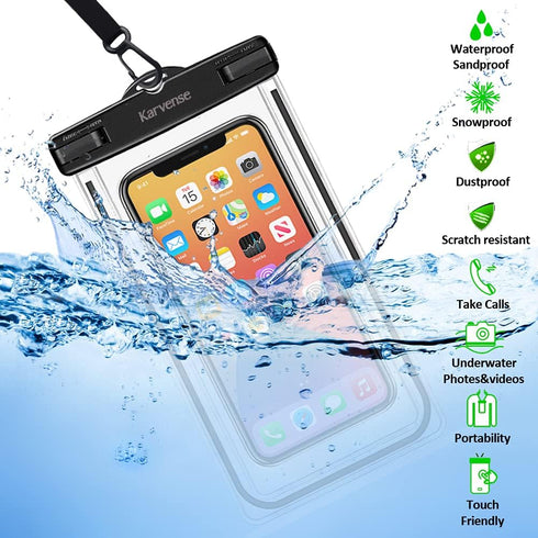 Waterproof Cell Phone Pouch Case, 4 Pack Universal Luminous Waterproof Phone Bag/Holder for iPhone, Samsung Galaxy, LG, Moto, Dry Bag for Beach, Shower, Pool, Kayaking, Snorkeling, Vacation