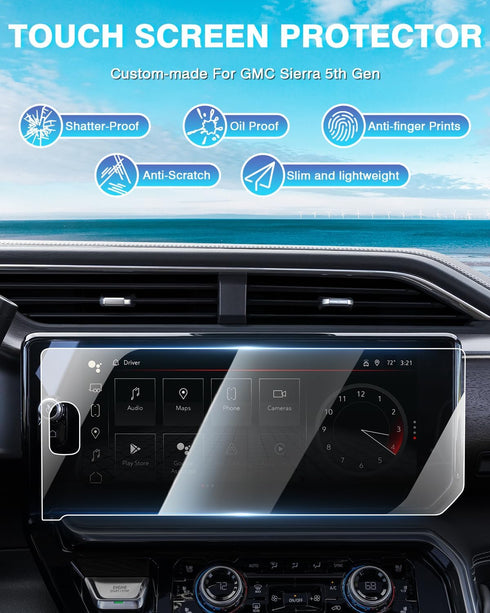 Karltys 2 Pack Tempered Glass Screen Protector for 2022-2024 GMC Sierra 1500/2024 Sierra HD 2500 3500 Accessories, Anti