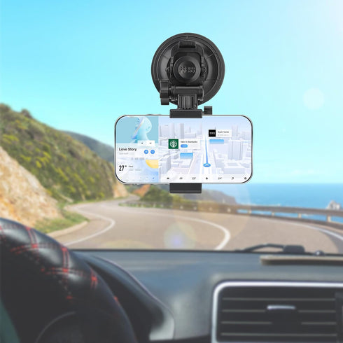 Heavy Duty Super F90mm Suction Cup with Adjustable Dual-Ball-Head Mount for GoPro, Dash Cam