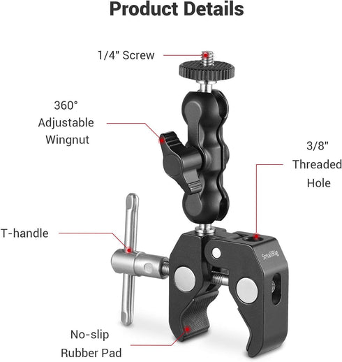 SmallRig Multi-Functional Ballhead Clamp Double Ball Adapter with Bottom Clamp - 2164