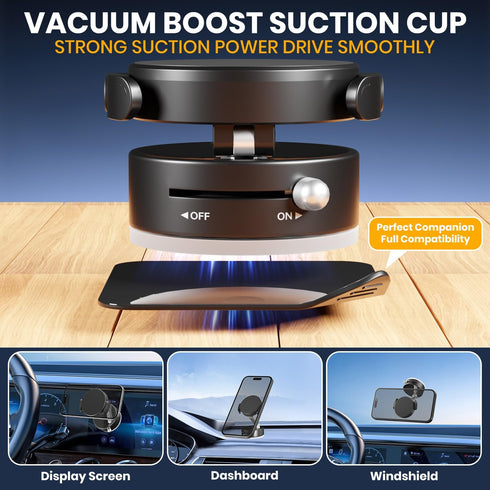 TREEFIA 360 Upgraded Adjustable Vacuum Magnetic Phone Holder, Vacuum Suction Magnetic Phone Mount with Clamp Foldable