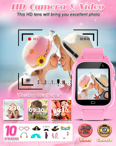 Waterproof Smart Watch for Kids 3-12 Years Old, Girls Toys with 26 Games, Video Camera, Pedometer, Music Player, Alarm