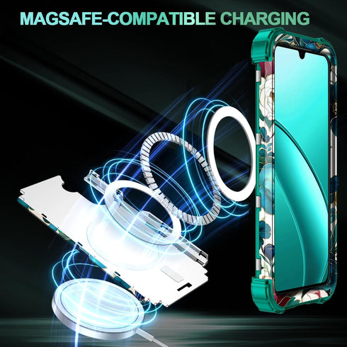 Hekodonk for Galaxy A16 5G Case: Heavy Duty Shockproof Protection with MagSafe, Hard Plastic + Silicone, All Green