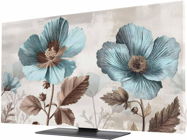 Yukro Blue Broccoli Indoor TV Dust Cover, Farmhouse Rustic Floral Retro Victorian Style