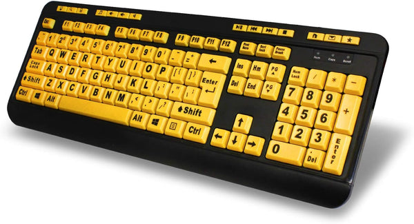 EasyTouch 132 Multimedia Desktop Keyboard, Black - Adesso AKB-132UY, Florescent Yellow